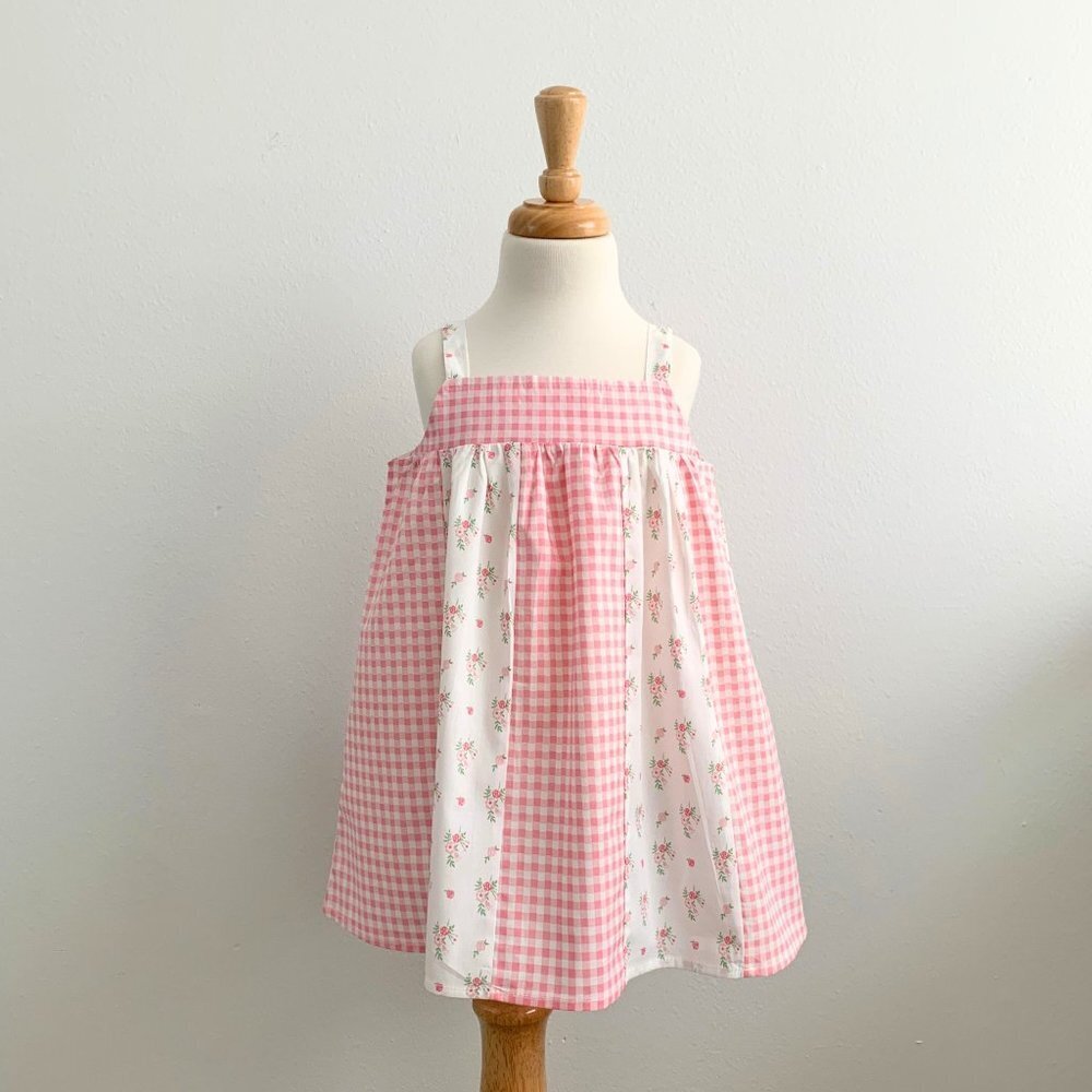NWT Pretty Girls Spring & Summer Dress Bohemian Princess Floral & Gingham 18-24M - Picture 2 of 8